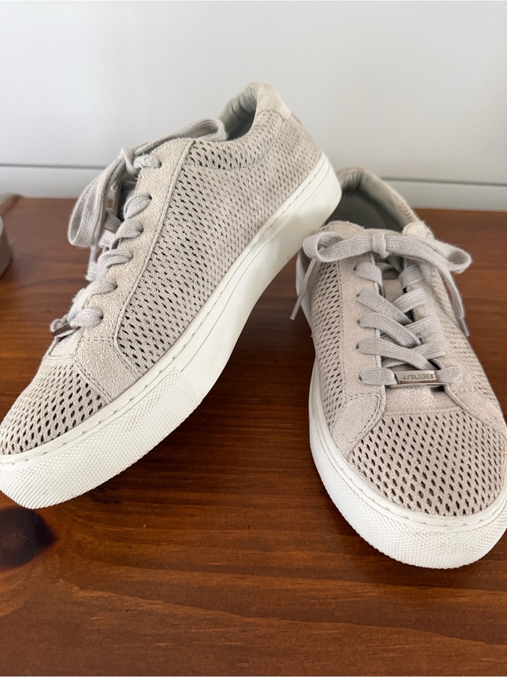 J Slides Light Gray Suede Casual Lace-Up Sneakers